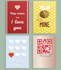 Valentines day greeting cards vector set