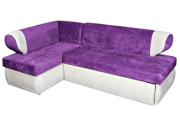purple stripe l shape sofa, isolated on white