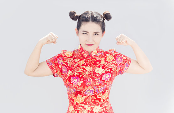 asian chinese strong body on background