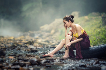 Asian woman in traditional costume