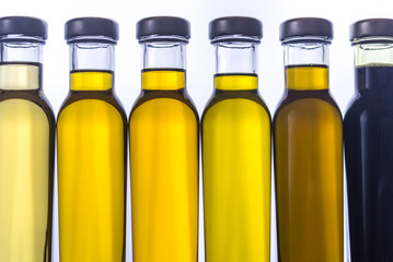 Bottles with different kinds of vegetable oil