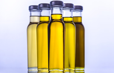 Bottles with different kinds of vegetable oil