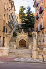 Fototapeta na wymiar Old staircase in a park in Cuenca, Spain