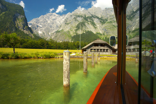 View to the Watzman groupe from the lake of Königsee, Berchtesgaden National Park, Germany