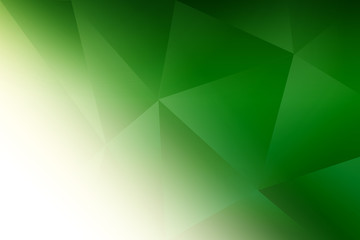 Simple white and green abstract low poly background template. Abstract gradient background with...