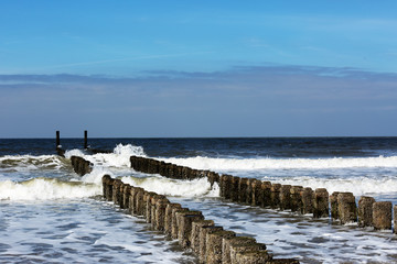 Strong Timber Piles protecting the Beach at Domburg / Netherland