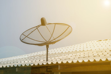 Satellite dish on roof.