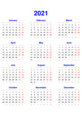English calendar