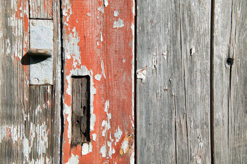 Old white painted rust weathered distressed wood oak plank background