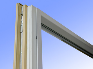 Part of wood-aluminum window system fabricated