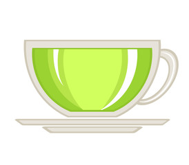 Cup of green tea isolated on white background.