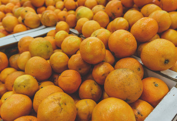 closeup view on mandarins on the market