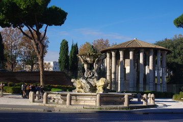 The Temple of Hercules Victor ('Hercules the Winner') or Hercules Olivarius in the the Forum Boarium, Rome