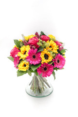 Bouquet of sun flowers and roses