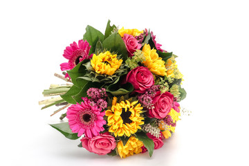 Bouquet of sun flowers and roses