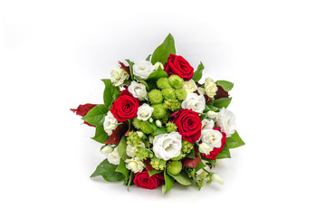 Bouquet of red roses isolated on white