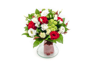 Bouquet of red roses isolated on white
