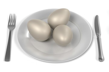 3d render of egg on plate