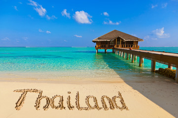 Word Thailand on beach