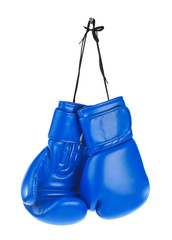 Hanging boxing gloves