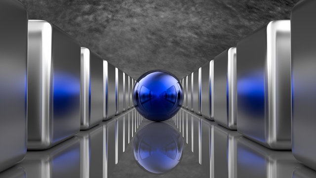 Fototapeta Niebieska kula z sześcianami
