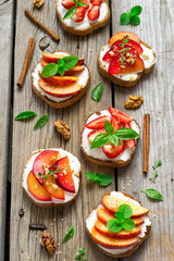 Fruit Bruschetta with spices and nuts