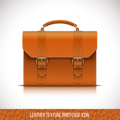 orange color leather briefcase icon