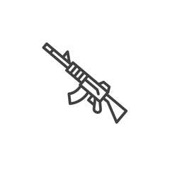 Automatic rifle line icon, outline vector sign, linear pictogram isolated on white. Symbol, logo illustration