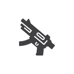 Submachine gun icon vector, filled flat sign, solid pictogram isolated on white. Symbol, logo illustration
