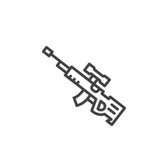 Sniper rifle line icon, outline vector sign, linear pictogram isolated on white. Symbol, logo illustration