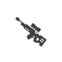Sniper rifle icon vector, filled flat sign, solid pictogram isolated on white. Symbol, logo illustration