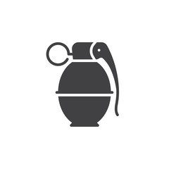 Hand grenade icon vector, filled flat sign, solid pictogram isolated on white. Symbol, logo illustration