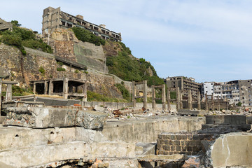 Abandoned buildings on Gunkajima in Japan