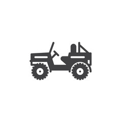 Military off road vehicle icon vector, filled flat sign, solid pictogram isolated on white. Symbol, logo illustration