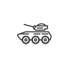 Armored personnel carrier line icon, outline vector sign, linear pictogram isolated on white. Symbol, logo illustration