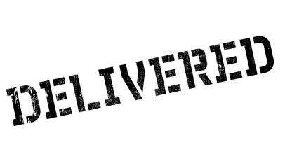 Delivered stamp. Grunge design with dust scratches. Effects can be easily removed for a clean, crisp look. Color is easily changed. rubber grunge