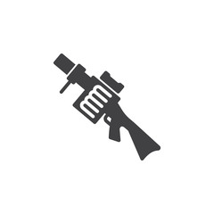 Grenade launcher icon vector, filled flat sign, solid pictogram isolated on white. Symbol, logo illustration