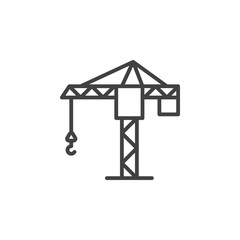 Tower crane line icon, outline vector sign, linear pictogram isolated on white. Symbol, logo illustration