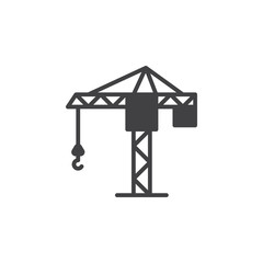 Tower crane icon vector, filled flat sign, solid pictogram isolated on white. Symbol, logo illustration