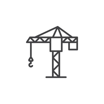 recommend clip art: Tower crane line icon, outline vector sign, linear pictogram isolated on white. Symbol, logo illustration