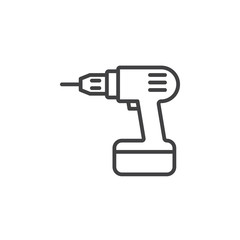 Electric Drill, Screwdriver line icon, outline vector sign, linear pictogram isolated on white. Symbol, logo illustration
