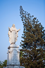 Sacred Heart of Jesus, statue at the yard of St. Catherine Cathedral, Old Goa, India