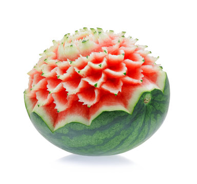 Watermelon carving on white background