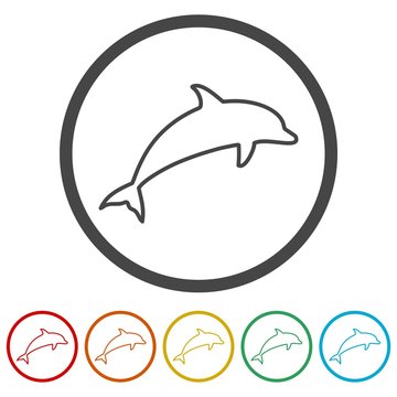 Dolphin Silhouettes icons set 