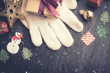 Christmas  decoration on dark stone background
