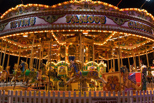 Merry-go-round in a Christmas fair, Winter Wonderland
