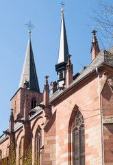 Fototapeta na wymiar Spiers on the roof of Stiftskirche