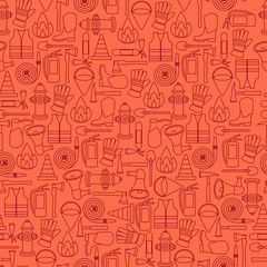 Vector pattern seamless of line firefighting equipment vector illustration