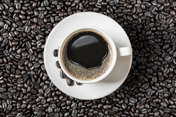 coffee cup and coffee beans