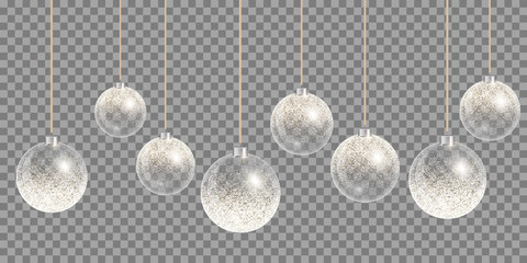 Christmas ball vector. New years decoration transparent background. Vector decoration. 
